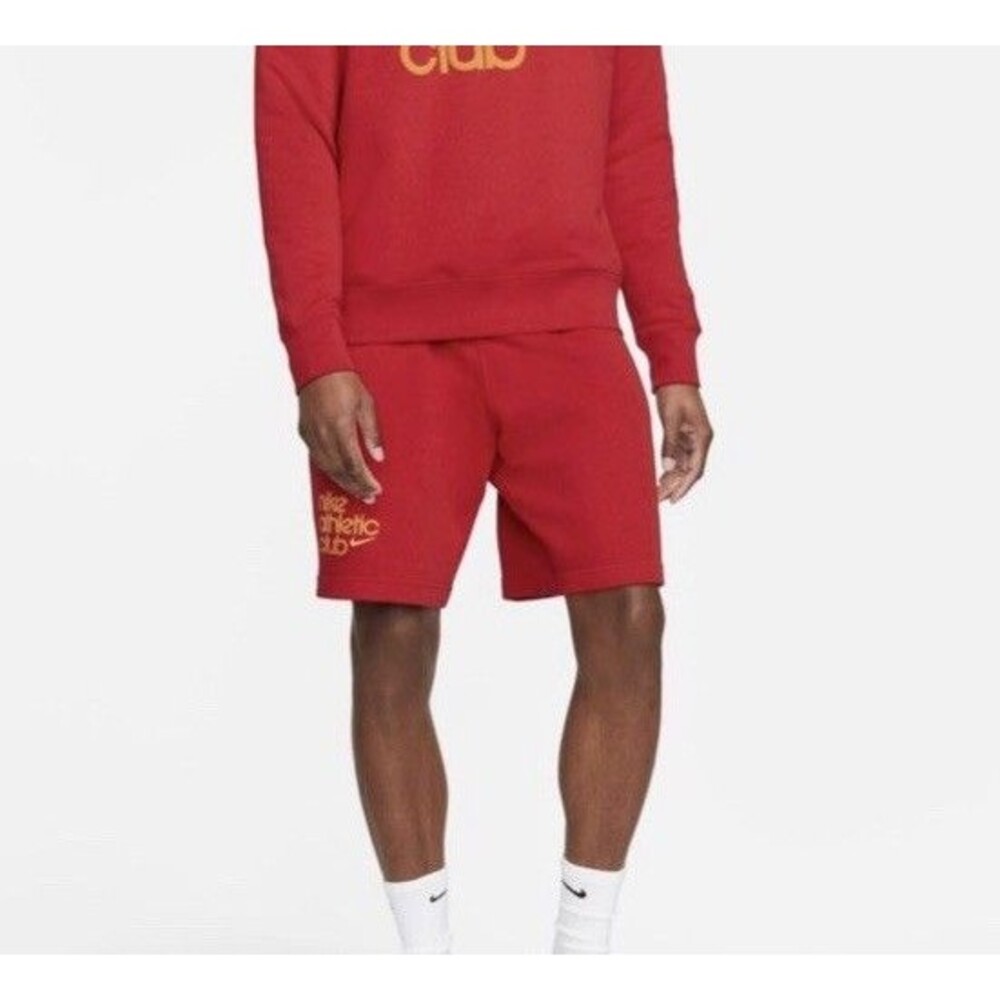 Nike Athletic Club Shorts Red Yellow Logo Men’s Medium Retro Gym Shorts